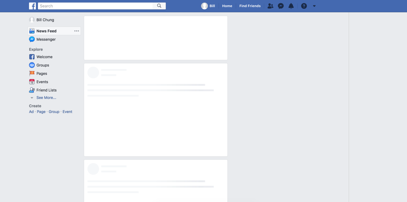 Skeleton Screens op Facebook