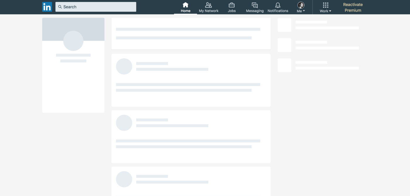 Skeleton Screens op LinkedIn